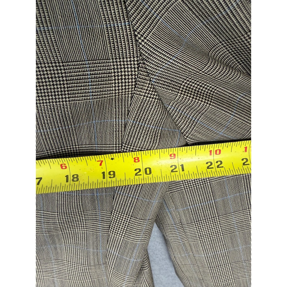 Vintage Brooks Brothers Mens 40R Wool Glen Plaid Blazer Sport Coat Tan Blue - Picture 10 of 11
